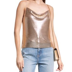 Alice and Olivia harmony chainmail cowl neck cami top rose gold metal NWT S 4